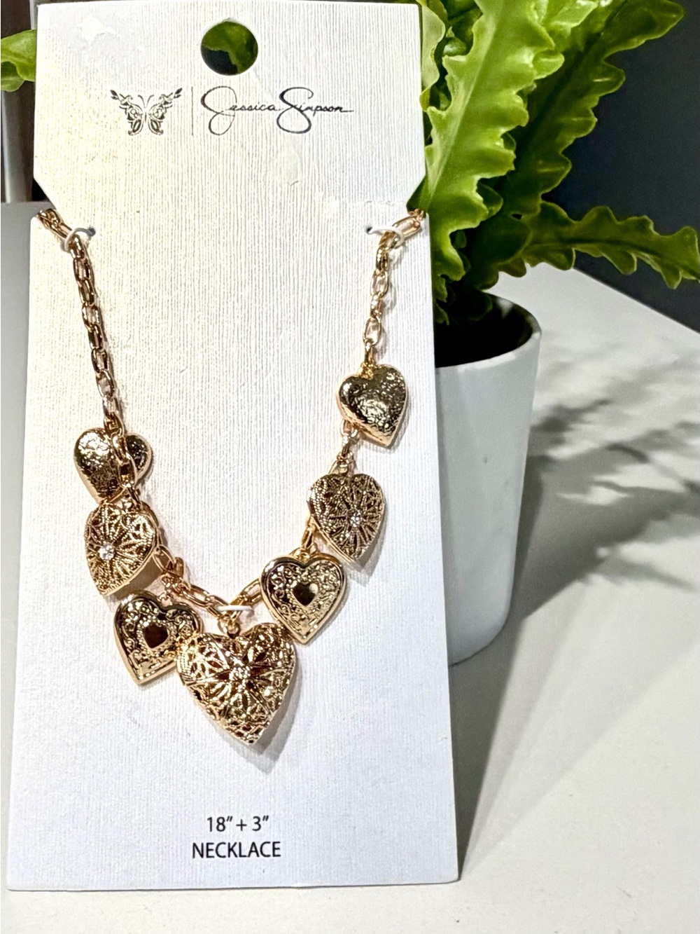 Jessica Simpson Rose Gold Heart Layered Necklace